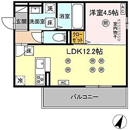 ザ スターリング新外 1LDKの間取図画像