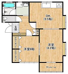 エクセル331 2DKの間取図画像