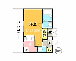 アコール住吉 1Kの間取図画像