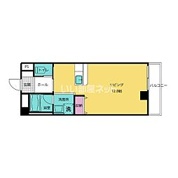 パナメゾン10二口 ワンルームの間取図画像