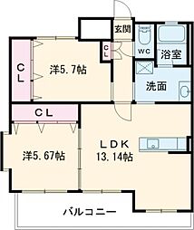 GRACERY 2LDKの間取図画像