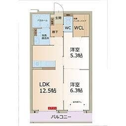 ザ・レジデンス坂本 2LDKの間取図画像