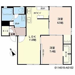 グレイスハイツA棟 2LDKの間取図画像