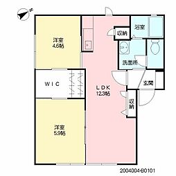 フレグランス三城B 2LDKの間取図画像