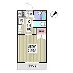 シャトー一の沢 1Kの間取図画像