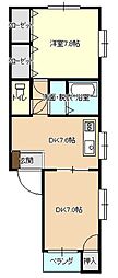 ハイムエクセレント 2DKの間取図画像