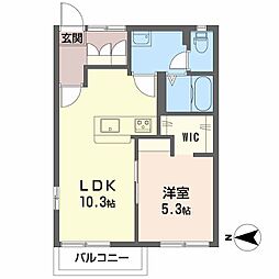 ヴィーブル1000 1LDKの間取図画像