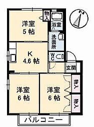 フロールドメゾンC 3Kの間取図画像