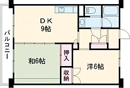 インペリアル西本2 2DKの間取図画像