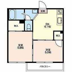 コーポ藤塚 2DKの間取図画像