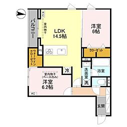アルカサル 2LDKの間取図画像