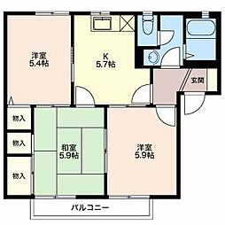 エトワール水附A 3Kの間取図画像