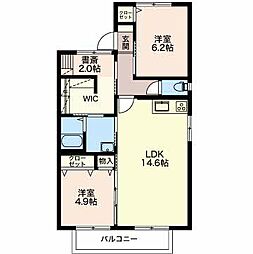 サクスィード21A 2LDKの間取図画像