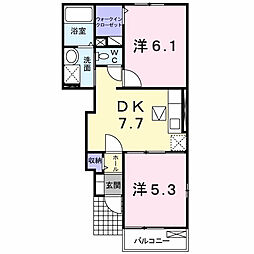 フォレスト高陽東弐番館 2DKの間取図画像