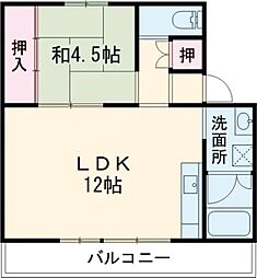 ユートピア荒尾1棟 1LDKの間取図画像