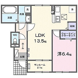 テラス623 1LDKの間取図画像
