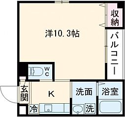 スリークォーターハウス女池 1Kの間取図画像
