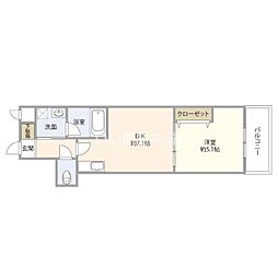 レスコ中島参番館ウエスト 1DKの間取図画像