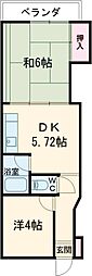 横浜ハイツ 2DKの間取図画像