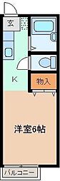 スクエアハウスコバヤシA ワンルームの間取図画像