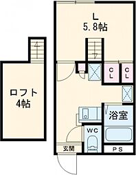 レオパレスSAITO 1Kの間取図画像