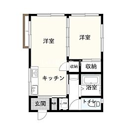 ユナイテッド金池ビル 1LDKの間取図画像