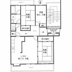 厚木ニューシティ森の里くすのき台団地28-4号棟 3LDKの間取図画像