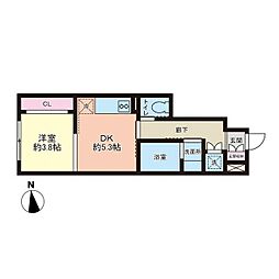 Star rich court(スターリッチコート 1DKの間取図画像