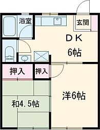 沖ハイツ 2DKの間取図画像