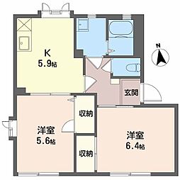 フローラ長泉A 2Kの間取図画像
