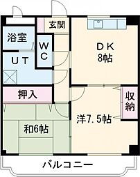 コンフォールSAKAE 2DKの間取図画像
