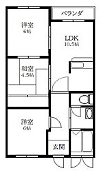 ビューテラス元陣 3LDKの間取図画像