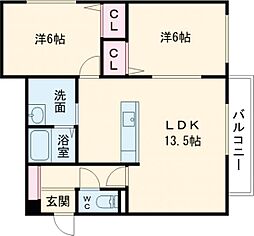 クレストパレス 2LDKの間取図画像