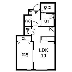 Lou lou B 1LDKの間取図画像