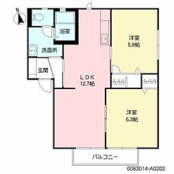 リーブル21A 2LDKの間取図画像