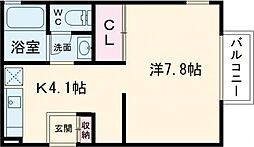 プロスパリティー 1Kの間取図画像