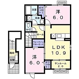 ヒルズキザキA 2LDKの間取図画像