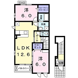 カーサフェリーチェ2 2LDKの間取図画像