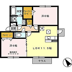 アルカディア南A 2LDKの間取図画像
