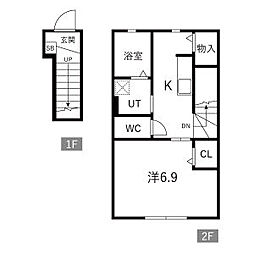 リベルタF 1Kの間取図画像