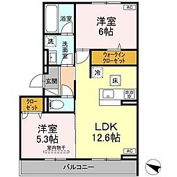 メゾン梅木 2LDKの間取図画像