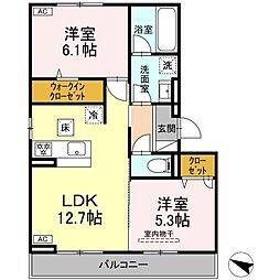 メゾン梅木 2LDKの間取図画像