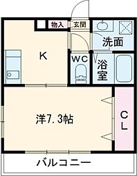 ピース・スクエア常三島 1Kの間取図画像