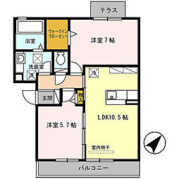 ヴィーブル伏尾 2LDKの間取図画像