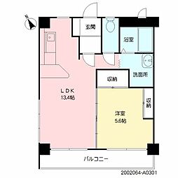 サンコート下荒田 1LDKの間取図画像