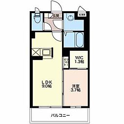 アクアコート 1LDKの間取図画像