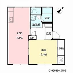 ボヌール1番館 1LDKの間取図画像