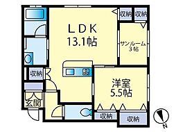 ファーストストーリー1 1LDKの間取図画像