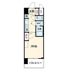 プレリスNEO大阪十三エルヴィオン 1Kの間取図画像