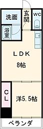 ウイングコート小松 1LDKの間取図画像